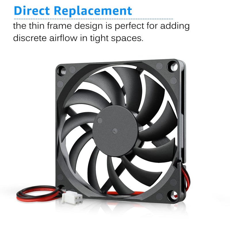 Gdstime 80mm x 80mm x 10mm DC 5V Brushless Cooling Fan 2PIN - Image 3